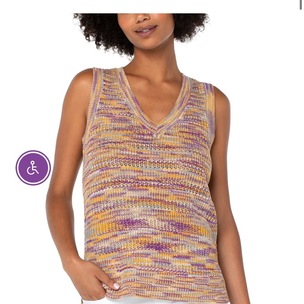 NWT Liverpool Gold & Purple Sleeveless Sweater Size Small